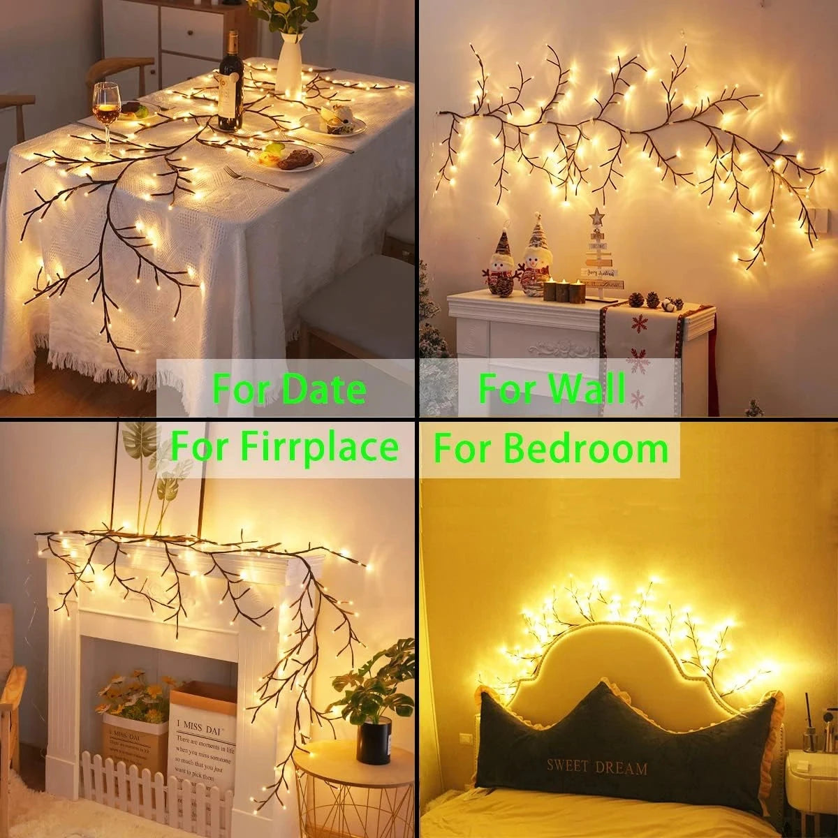 96LED String Lights Tree Branch Lamp for Desktop Wall Decoration USB Powered DIY Festive Tree Vine Light Home Decoration Lights